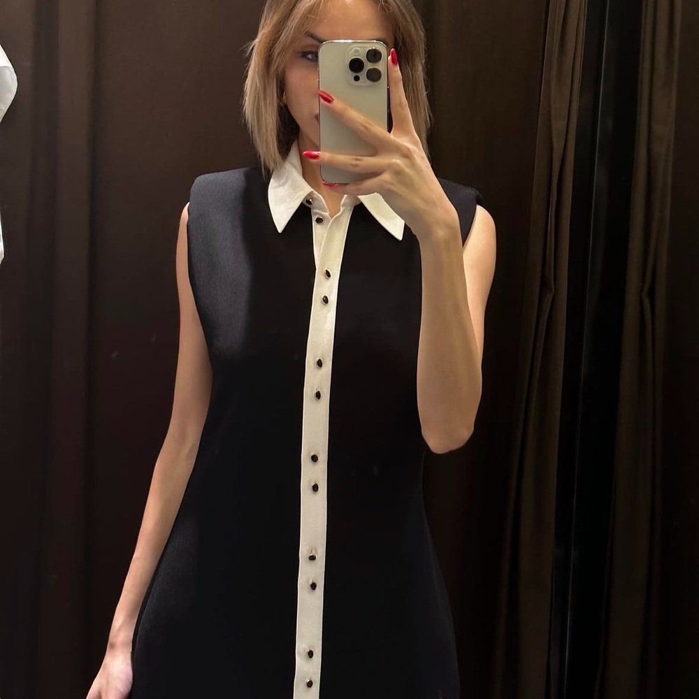 Zara Black and White Sheath Mini Dress